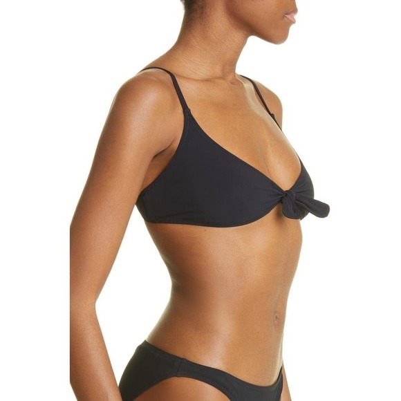 TOTÊME Black Tie Front Recycled Polyamide Blend Triangle Bikini Top Size S NWT - Picture 2 of 13
